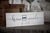Thin Blue Line Police Couple Personalized Canvas Wall Decor Sign for Law Enforcement