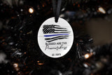 Blessed are the Peacemakers Thin Blue Line American Flag Christmas Ornament for Law Enforcement