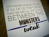 Thin Blue Line And Maybe Remind the Few if Ill of Us They Speak Canvas Wall Decor for Law Enforcement