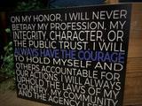 Thin Blue Line Officer's Oath Law Enforcement Motivational Wood Sign