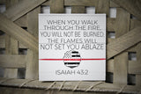 Thin Red Line Walk Through the Fire Canvas Sign Decor for Firefighters, Fire Wife