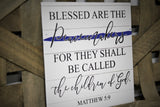 Blessed are the Peacemakers Thin Blue Line Canvas for Law Enforcement