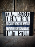 Thin Blue Line I am the Storm Wood Sign Law Enforcement Fate Whispers to the Warrior