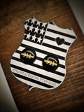 Thin Gold Line 911 Dispatcher Earrings Black Circle Stainless Steel Stud