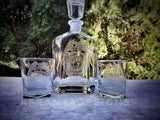 Personalized Etched Decanter and Glasses Set Made With Your Badge or Patch
