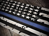 Thin Blue Line American Flag Distressed Wood Sign Law Enforcement Gift