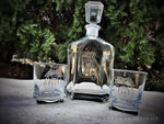 Personalized Etched Decanter and Glasses Set Made With Your Badge or Patch