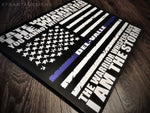 Thin Blue Line Fate Whispers to the Warrior I am the Storm American Flag Wood Sign