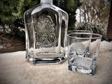 Personalized Etched Decanter and Glasses Set Made With Your Badge or Patch