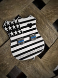 Thin Blue Line Glitter Badge Shape Earrings Law Enforcement