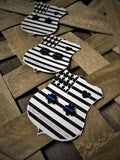 Badge Shape Earrings Black with Thin Blue Line Law Enforcement