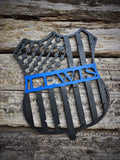 Thin Blue Line American Flag Personalized Wood Door Hanger for Police Officer