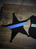Personalized Thin Blue Line Christmas Ornament 5 point star Law Enforcement Sheriff Deputy