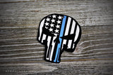 American Flag Thin Blue Line Skull Black Acrylic Christmas Ornament