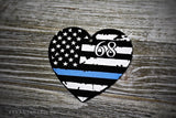 American Flag Thin Blue Line Heart Shaped Christmas Ornament