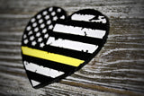 American Flag Thin Gold Line Heart Acrylic Christmas Ornament