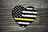 American Flag Thin Gold Line Heart Acrylic Christmas Ornament