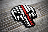 American Flag Thin Red Line Skull Firefighter Christmas Ornament