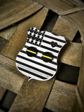 Thin Gold Line 911 Dispatcher Earrings Black Circle Stainless Steel Stud