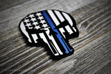 American Flag Thin Blue Line Skull Black Acrylic Christmas Ornament