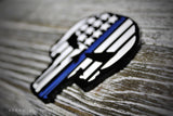 American Flag Thin Blue Line Skull Black Acrylic Christmas Ornament