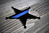 Personalized Thin Blue Line Christmas Ornament 5 point star Law Enforcement Sheriff Deputy
