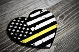 American Flag Thin Gold Line Heart Acrylic Christmas Ornament