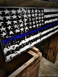 Thin Blue Line American Flag Distressed Wood Sign Law Enforcement Gift
