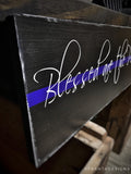 Thin Blue Line Blessed Are The Peacemakers Distressed Wood Sign