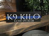 Thin Blue Line Personalized Wood Sign Desk Plaque Name Law Enforcement Gift EOW Optional
