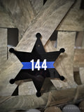 Personalized Thin Blue Line  6 Point Star Christmas Ornament Law Enforcement Sheriff Deputy