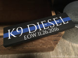 Thin Blue Line Personalized Wood Sign Desk Plaque Name Law Enforcement Gift EOW Optional