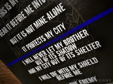 Thin Blue Line This is My Shield Quote Wood Sign for Law Enforcement Officers