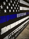 Thin Blue Line American flag Blessed are the Peacemakers wood sign Matthew 5:9 Personalized
