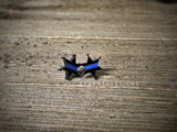 Badge Shape Earrings Black with Thin Blue Line Law Enforcement