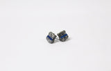 Thin Blue Line Glitter Badge Shape Earrings Law Enforcement