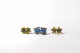 Thin Blue Line Glitter Badge Shape Earrings Law Enforcement