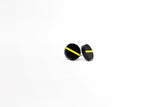 Thin Gold Line 911 Dispatcher Earrings Black Circle Stainless Steel Stud