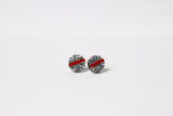 Thin Red Line Silver Glitter Maltese Cross Shape Earrings Firefighter Fire Wife