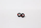 Thin Red Line Black Maltese Cross Shape Earrings Firefighter Fire Wife