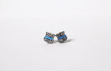Thin Blue Line Glitter Badge Shape Earrings Law Enforcement