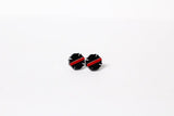 Thin Red Line Black Maltese Cross Shape Earrings Firefighter Fire Wife
