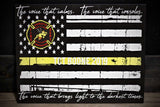 Dispatcher Thin Gold Line American Flag Quote Wood Sign 911 Emergency Dispatch Personalized