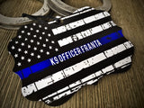 Personalized Thin Blue Line American Flag Metal Christmas Ornament