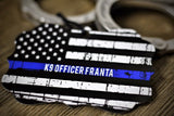 Personalized Thin Blue Line American Flag Metal Christmas Ornament