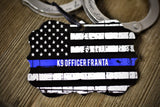 Personalized Thin Blue Line American Flag Metal Christmas Ornament