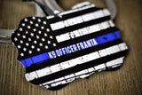 Personalized Thin Blue Line American Flag Metal Christmas Ornament