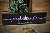 Thin Blue Line Personalized Couple First Name Wood Sign Wedding Anniversary Gift