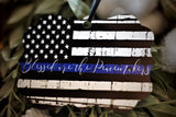 Blessed are the Peacemakers Thin Blue Line Metal Ornament American Flag Law Enforcement Matthew 5:9