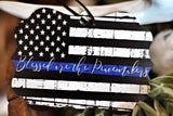 Blessed are the Peacemakers Thin Blue Line Metal Ornament American Flag Law Enforcement Matthew 5:9